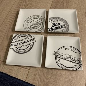 Appetizer Plates Set of 4 Everyday White Fitz & Floyd 5” Square Microwave/DW